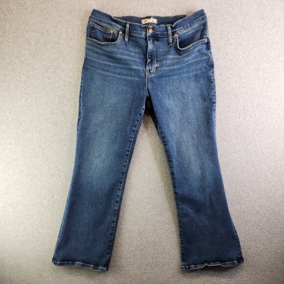 Madewell Jeans Womens 32 Blue Mid Rise Kick Out Cropped Ankle Bootcut Modern - Picture 15 of 15